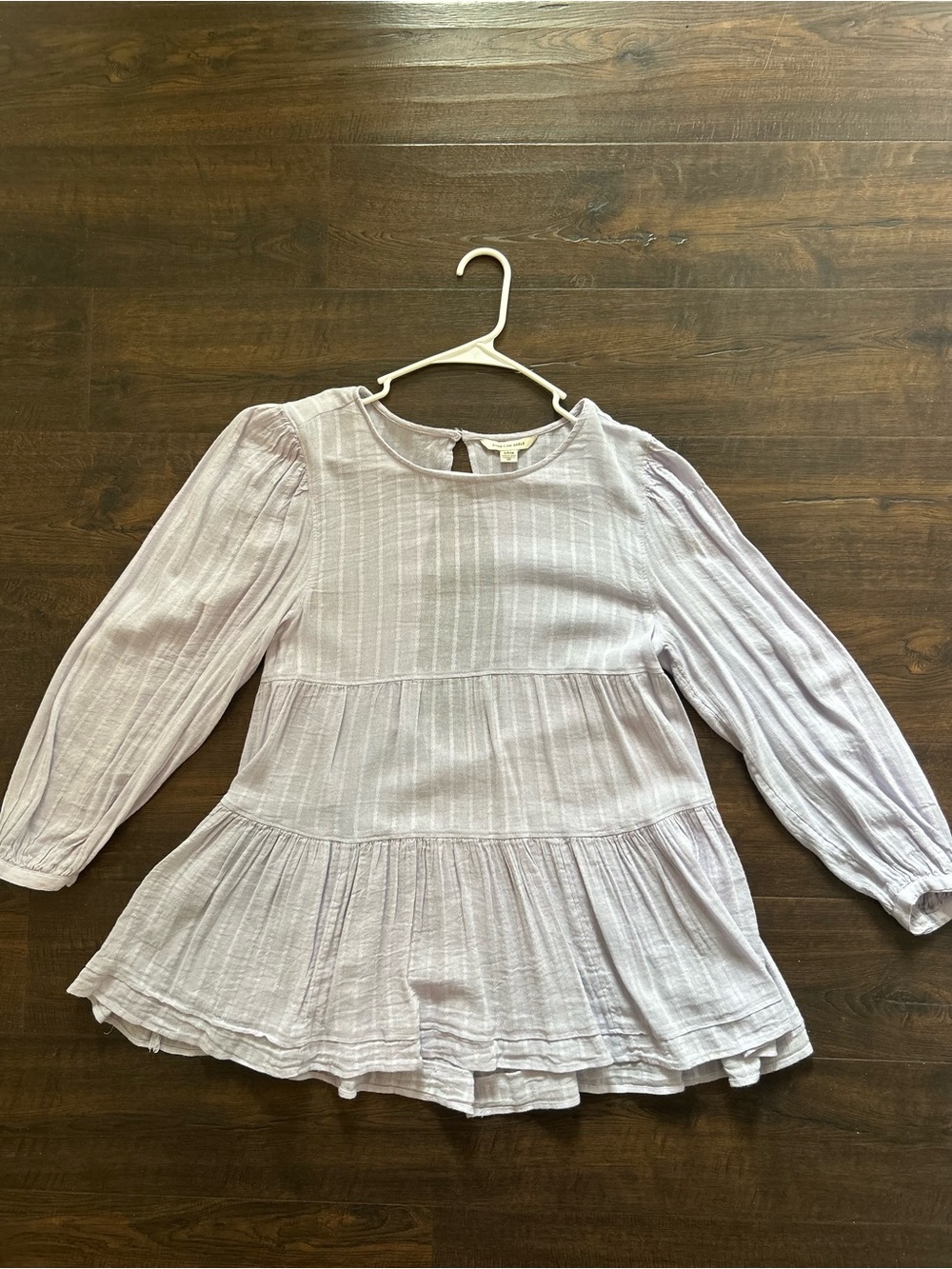 American Eagle Outfitters Lavender Long-Sleeve Tiered Peplum Blouse